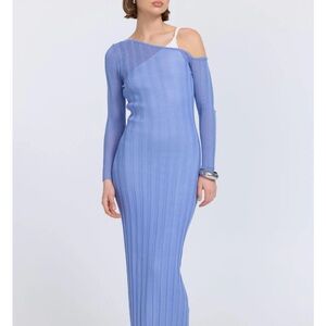 NWT Sovere Duality Latered Maxi Dress pacific blue/off white two in one dress